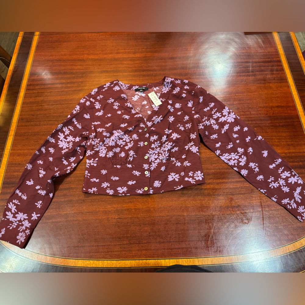 Madewell Burgundy Floral Blouse
